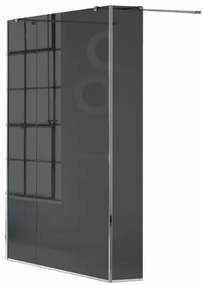 Box doccia walk-in Wens, vetro fumè 6 mm, H 200 cm, profilo cromo