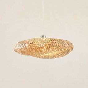 Lampada a sospensione Eleane Lindby, dimmerabile, Legno chiaro, Soggiorno / Sala da pranzo, Legno, Campagna / Rustiche, Lampada a sospensione
