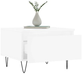 Tavolino da salotto bianco 50x46x35 cm in legno multistrato