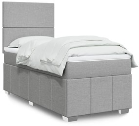 Giroletto A Molle Con Materasso Grigio Chiaro 90x200 Cm Tessuto /