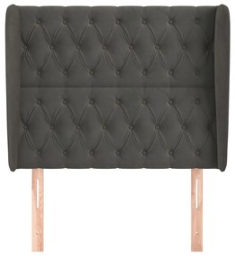 Testiera ad orecchio grigio scuro 93x23x118/128 cm in velluto