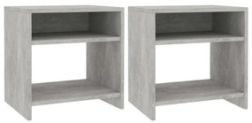 Comodini 2 Pz Grigio Cemento 40x30x40 Cm İn Legno Multistrato /