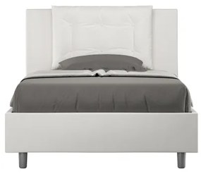 Letto una piazza e mezza con rete imbottito 120x200 similpelle bianco Annalisa