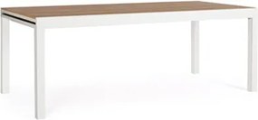 Tavolo Allungabile Per Esterno In Alluminio 95x200-300 Cm Con Doghe Di Legno Elias Bianco Bizzotto