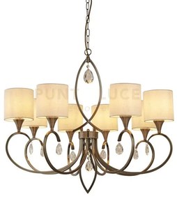 Alberto 8lt pendant - ottone anticato, cristallo e paralume in lino