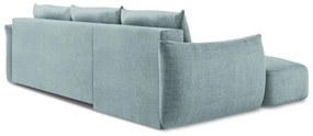 Divano angolare blu allungabile (con penisola a sinistra/con chaise lounge) Leila – Makamii