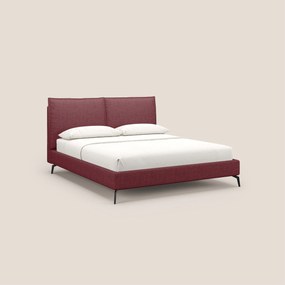 Cloe letto imbottito con piedi in metallo sfoderabile in tessuto fiammato impermeabile T06 rosso
