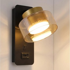 Brilagi - Applique con porta USB AURA LUX 1xGX53/30W/230V nero/oro