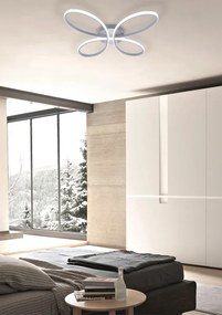 Plafoniera LED design Farfalla, argento 55x51.5 cm dimmerabile NOVECENTO