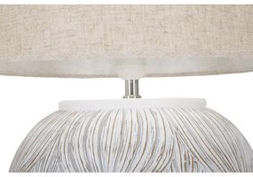 Lampada da tavolo con paralume in tessuto bianco e oro (altezza 59 cm) Atene - Mauro Ferretti
