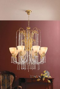 Lampadario 8 luci oro e cristallo -  404/8 - Royal Crystal - Arredoluce Cromo