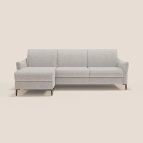 Dalia divano letto angolare con materasso alto 18 cm piedini alti e penisola contenitore in tessuto smacchiabile T17
