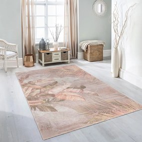Passatoia beige lavabile 80x200 cm Dusty Leaves – Mila Home