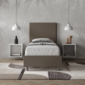 Letto contenitore imbottito 80x210 similpelle cappuccino Focus