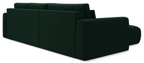 Divano angolare verde allungabile/con contenitore (con penisola a sinistra/con chaise lounge) con rivestimento in velluto Kapua – Makamii