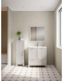 Mobile da bagno sotto lavabo VISOBATH Unike perla laccato opaco L 80 x H 85 x P 45 cm 1 cassetto 2 ante, lavabo posizionabile centralmente non incluso