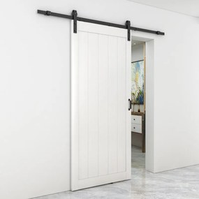 Porta scorrevole reversibile Oregon in mdf bianco, L 96 x H 211.5 cm, con binario Country nero