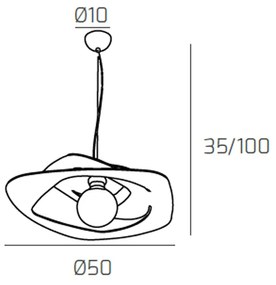 Sospensione Moderna Warped Metallo Sabbia 1 Luce E27 D.50Cm