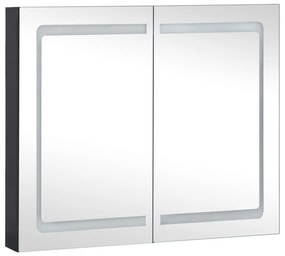 Armadietto bagno con specchio e led 80x12,2x68 cm