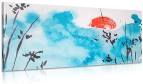 Stampa su tela – Cielo blu giapponese e sole rosso