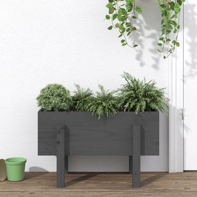 Fioriera Da Giardino Grigia 62x30x38 Cm Legno Massello Di Pino /