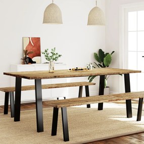 Tavolo Da Pranzo 200x90x75 Cm İn Legno Massello Di Acacia /