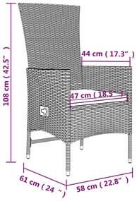 Set da Pranzo da Giardino 9 pz con Cuscini Beige in Polyrattan