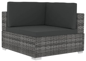 Poltrone modulari ad angolo con cuscini 2 pz polyrattan grigio