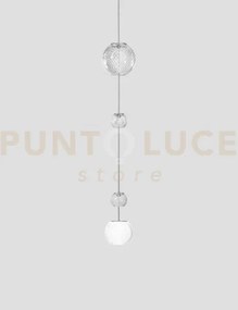 Oto sospensione peac bianco rigadin nickel satinato 1 luce attacco g9