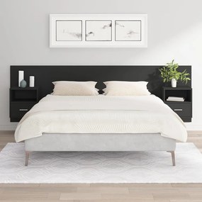 Testiera per letto con comodini in legno multistrato nero