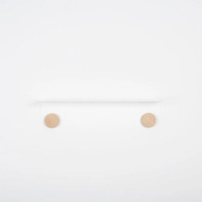 Mensola da parete in acciaio bianco con dettaglio in legno di quercia con 2 ganci , lunghezza 50 cm Hook - Gazzda