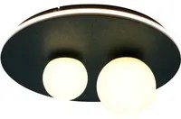 Plafoniera Moderna Icon 3 In Alluminio Nero Rame 2 Sfere Vetro Led 38 Watt