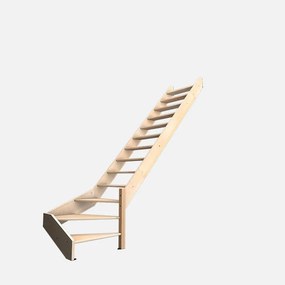 Scala 1/4 di giro in basso a destra Nostra BURGER, struttura in legno abete naturale, gradini in legno faggio, colore faggio naturale