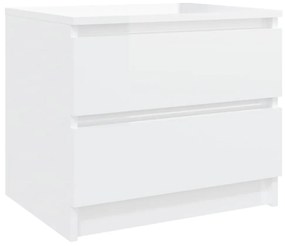 Comodini 2 pz bianco lucido 50x39x43,5 cm in truciolato