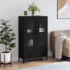 Credenza nera 69,5x31x115 cm in legno multistrato