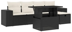 Set divano da giardino 6 pz con cuscini nero in polyrattan