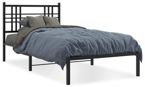 Giroletto Con Testiera İn Metallo Nero 90x190 Cm /