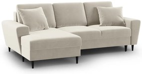 Divano angolare beige allungabile e con contenitore (con penisola a sinistra/con chaise lounge) con rivestimento in velluto Kyoto – Cosmopolitan Design