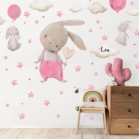 Adesivi da parete - Coniglietti con stelle per una bambina | Inspio