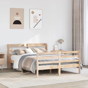 Giroletto Con Testiera 140x200 Cm İn Legno Massello Di Pino /