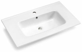 Mobile da bagno sospeso ARCO 80 cm Larice Bianco con specchio LED