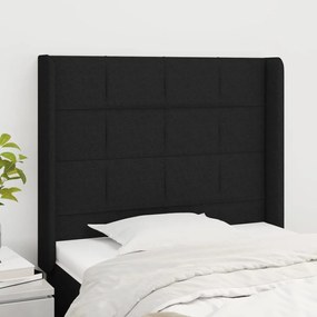 Testiera Ad Orecchio Nera 103x16x118/128 Cm İn Tessuto /