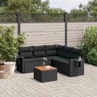 Set Divano da Giardino 6 pz con Cuscini Nero in Polyrattan 3224557