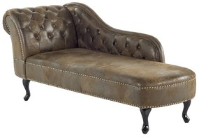 Chaise longue vintage sinistra in pelle sintetica marrone NIMES Beliani