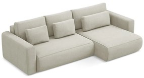 Divano angolare beige allungabile/con contenitore (con penisola a destra/con chaise lounge) Kapua – Makamii