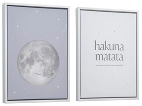 Kave Home - Set Ludmila di 2 cornici in legno bianco con luna grigia