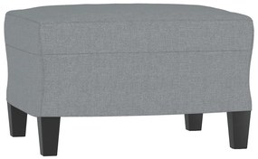 Poltrona con poggiapiedi grigio chiaro 60 cm in tessuto