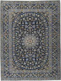 Kashan Tappeto 390x290 Blu (Iran) Annodato A Mano