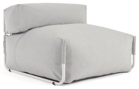 Kave Home - Pouf divano modulare schienale 100%outdoor Square grigio chiaro alluminio bianco 101x101cm
