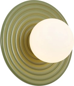 Lampada da parete retrò verde con sfera opale rotonda 20cm IP44 - Lila
